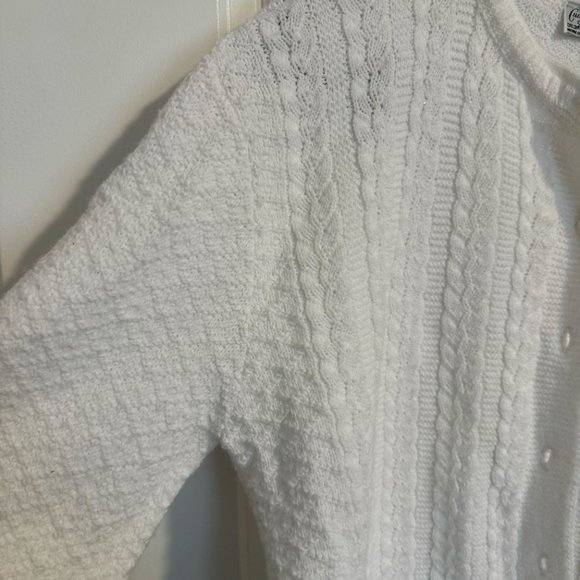 Vintage White Cuddle Knit Cable Knit Button‎ Cardigan - Picture 4 of 8